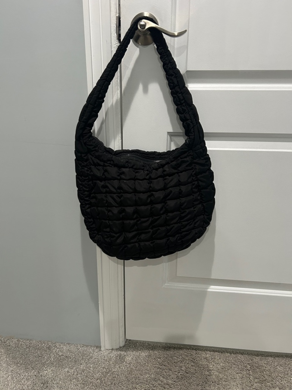 Urban Expressions Black Quilted Puffer Hobo Bag